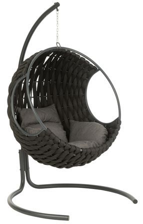Fauteuil suspendu avec coussins métal noir Vega