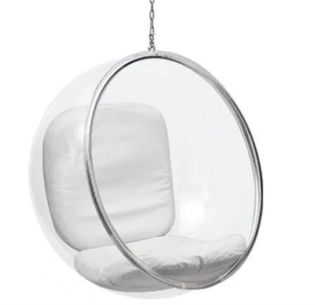 Fauteuil suspendu design BALU – Bulle transparente en plexiglas et assise en similicuir