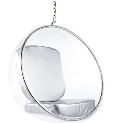 Fauteuil suspendu design BALU – Bulle transparente en plexiglas et assise en similicuir