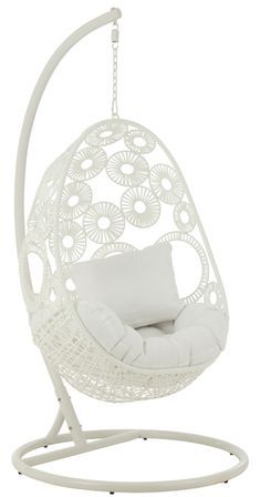 Fauteuil suspendu ovale aluminium blanc Balto