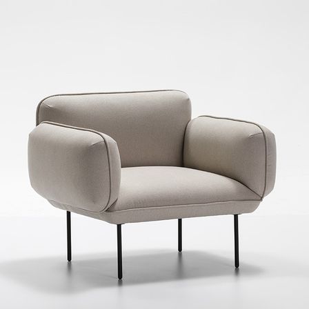 Fauteuil tissu beige et pieds métal Dafnée