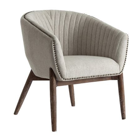 Fauteuil tissu gris et pin massif clair Enzo