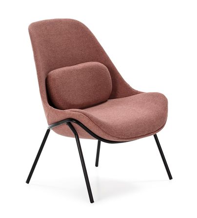 Fauteuil tissu rose et pieds métal noir Rica