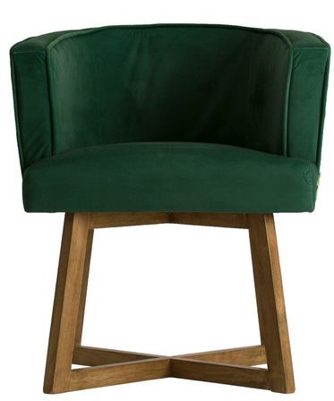 Fauteuil tissu vert imprimé et pieds pin massif clair Opale