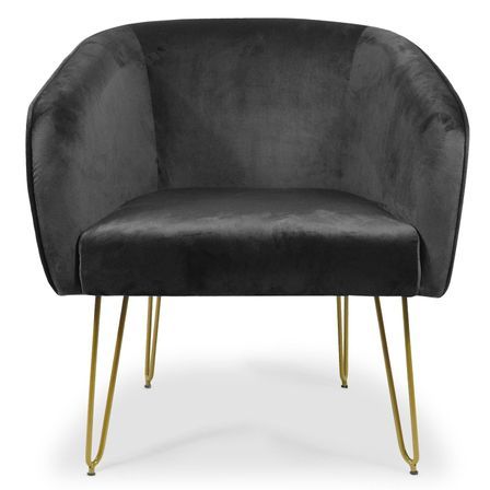 Fauteuil velours noir et pieds métal doré Nostran