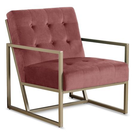Fauteuil velours rose et metal or Kampa