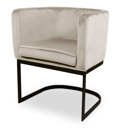 Fauteuil velours taupe et pied métal noir Naoli