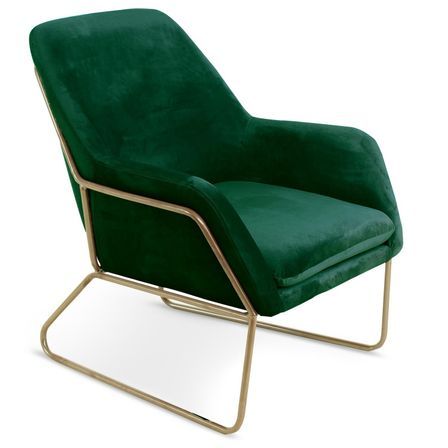Fauteuil velours vert et métal doré Clara