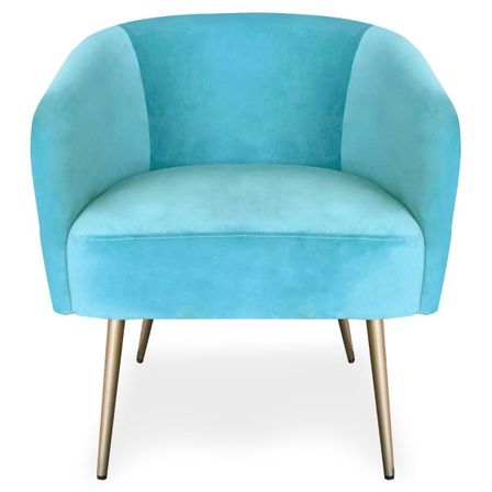 Fauteuil velours vert menthe et pieds métal doré Goldy