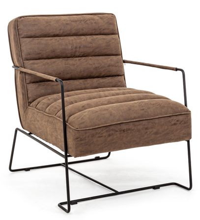 Fauteuil vintage BRINA – Simili cuir & structure acier, esprit industriel chic
