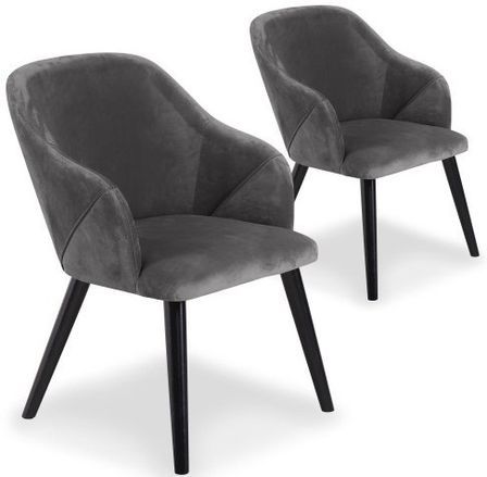 Fauteuil velours gris Roberto - Lot de 2