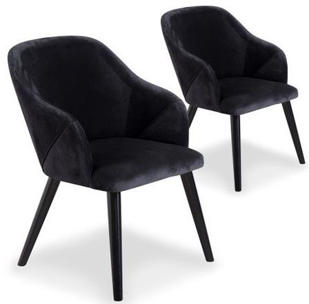 Fauteuils velours noir Roberto - Lot de 2