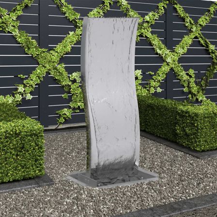 Fontaine de jardin avec pompe Acier inoxydable 90 cm Courbé
