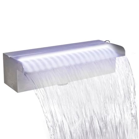 Fontaine rectangulaire de piscine avec LED Inox 30 cm