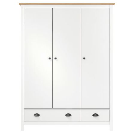 Garde-robe à 3 portes Hill Range Blanc 127x50x170 cm Pin solide
