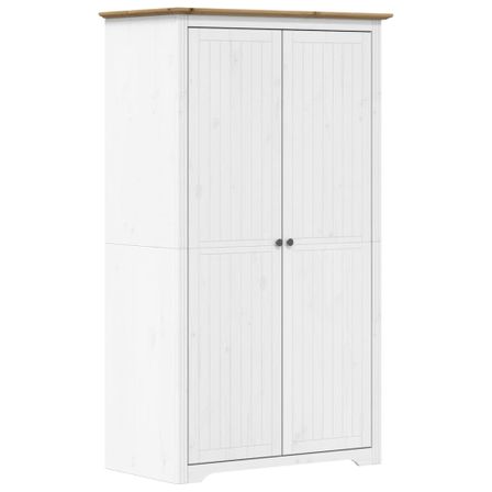 Garde-robe BODO blanc marron 101x52x176,5 cm bois massif de pin