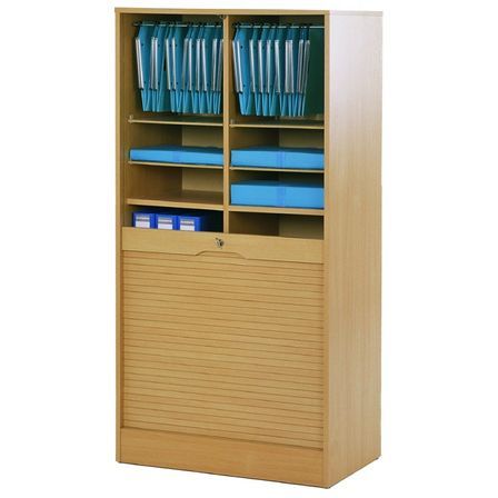 Grand classeur à rideau OFFICE 140 cm – Armoire de bureau large avec double rangement dossiers suspendus