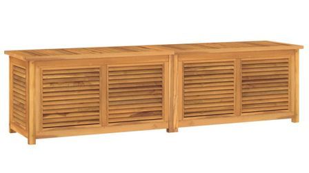 Grand coffre de rangement de jardin et sac 200x50x53 cm bois massif teck