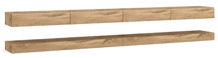 Grand meuble TV suspendu 4 tiroirs bois naturel Kapan 280 cm