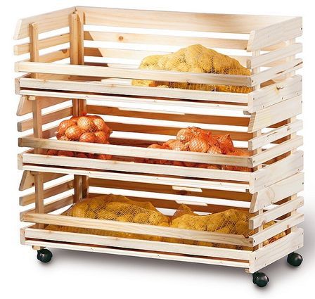 Grande desserte sur roulettes pin massif clair Fruit