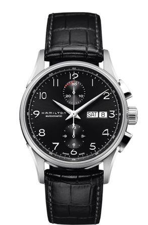 Hamilton Jazzmaster Maestro Auto Chrono Ss Black Dial - Black Leather Strap H32576735