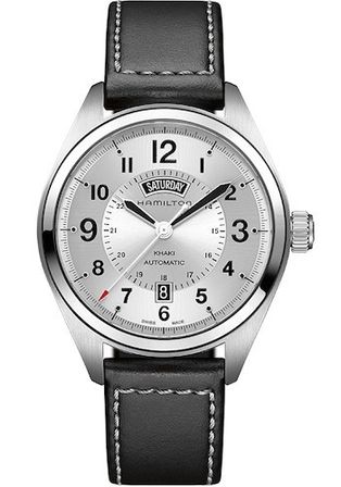 Hamilton Khaki Field Day Date Silver - Black Leather H70505753