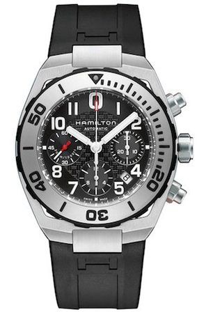 Hamilton Khaki Navy Sub Auto Chrono Black - Black Rubber H78716333