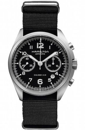 Hamilton Khaki Pilot Pioneer Automatic Chrono Black - Black Nato H76456435