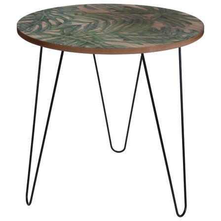 Home&Styling Table d'appoint 50x50 cm MDF et métal impression feuille
