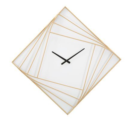 Horloge murale carrée en métal doré design géométrique Goldy