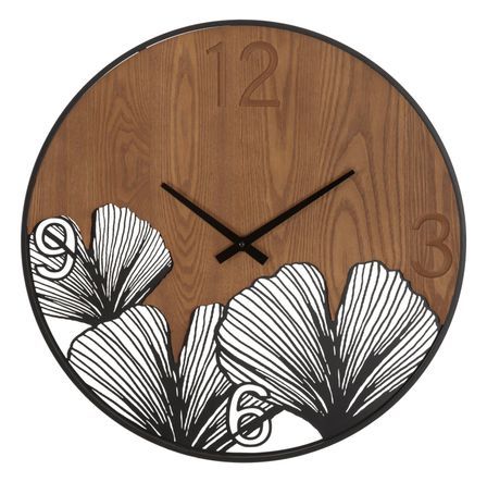 Horloge murale super bois/feuille cm ø 60x2
