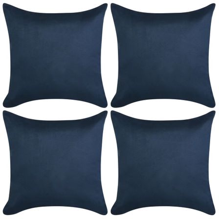 Housse de coussin 4 pcs 40x40cm Polyester Faux Daim Bleu marin