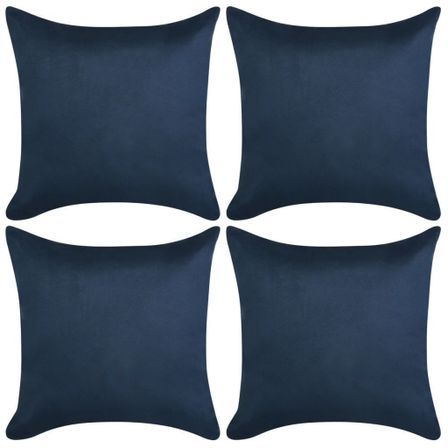 Housse de coussin 4 pcs 50x50cm Polyester Faux Daim Bleu marine