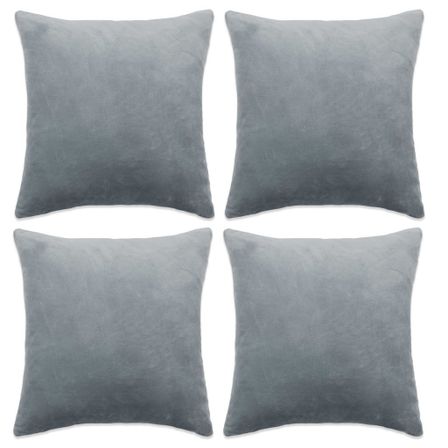 Housse de coussin 4 pcs Velours 80 x 80 cm Gris