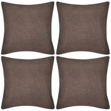 Housses de coussin 4 pcs Aspect de lin Marron 50x50 cm