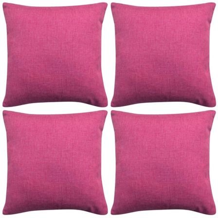 Housses de coussin 4 pcs Aspect de lin Rose 40x40 cm