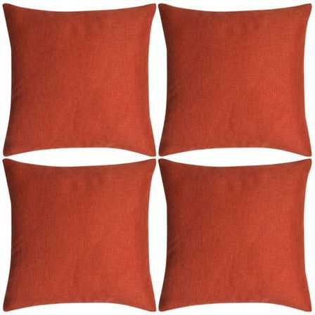 Housses de coussin 4 pcs Aspect de lin Terre-cuite 80x80 cm