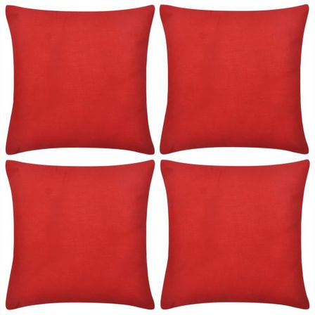 Housses de coussin 4 pcs Coton Rouge 50x50 cm