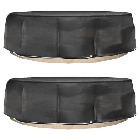 Housses pour salon îlot 2 pcs 8 œillets Ø188x50 cm rond