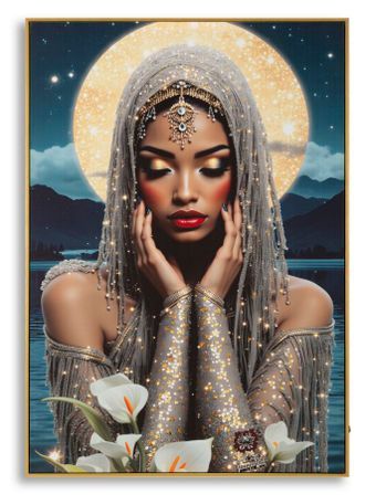 Impression sur toile avec éclairage led vénus laqué avec cadre 70 x 4 x 100 cm