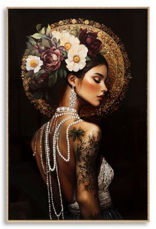 Impression sur toile laquée persane avec cadre - 62 x 3,5 x 92 cm