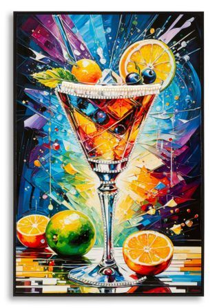 Impression sur toile, style cocktail, laquée, avec cadre -a- 62 x 3,5 cm

x92