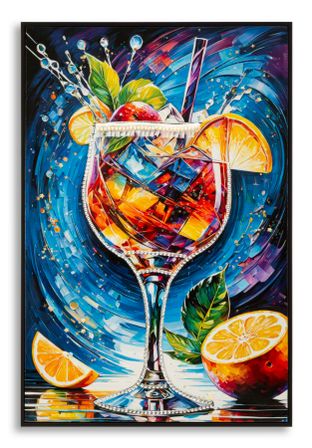 Impression sur toile, style cocktail, laquée, avec cadre -b- 62 x 3,5 cmx92