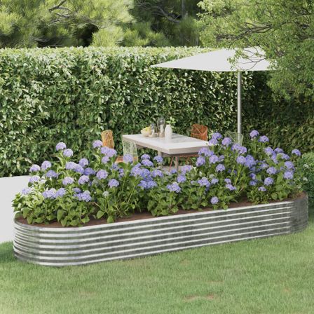Jardinière Acier enduit de poudre 322x100x36 cm Argenté