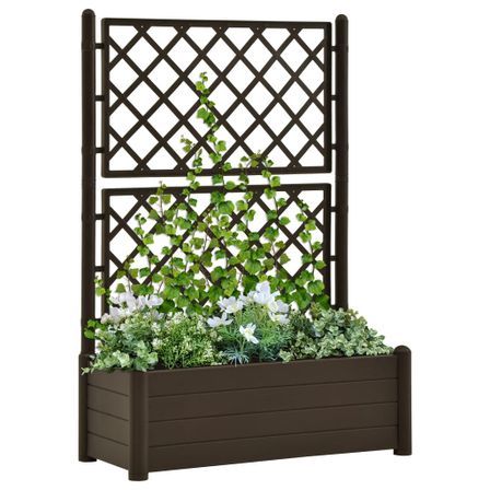 Jardinière avec treillis 100x43x142 cm PP Moka