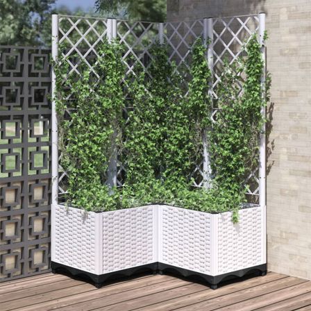 Jardinière avec treillis Blanc 80x80x136 cm PP