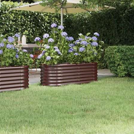 Jardinière de jardin Acier enduit de poudre 114x40x36 cm Marron