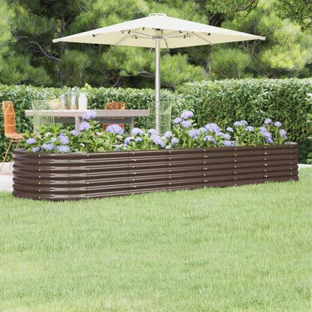 Jardinière de jardin Acier enduit de poudre 296x80x36 cm Marron