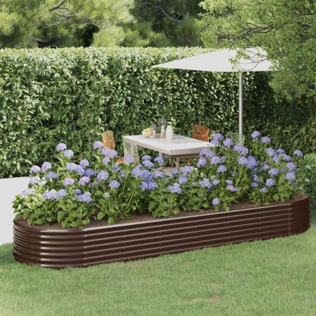 Jardinière de jardin Acier enduit de poudre 322x100x36cm Marron