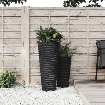 Jardinière et intérieur amovible anthracite aspect rainuré